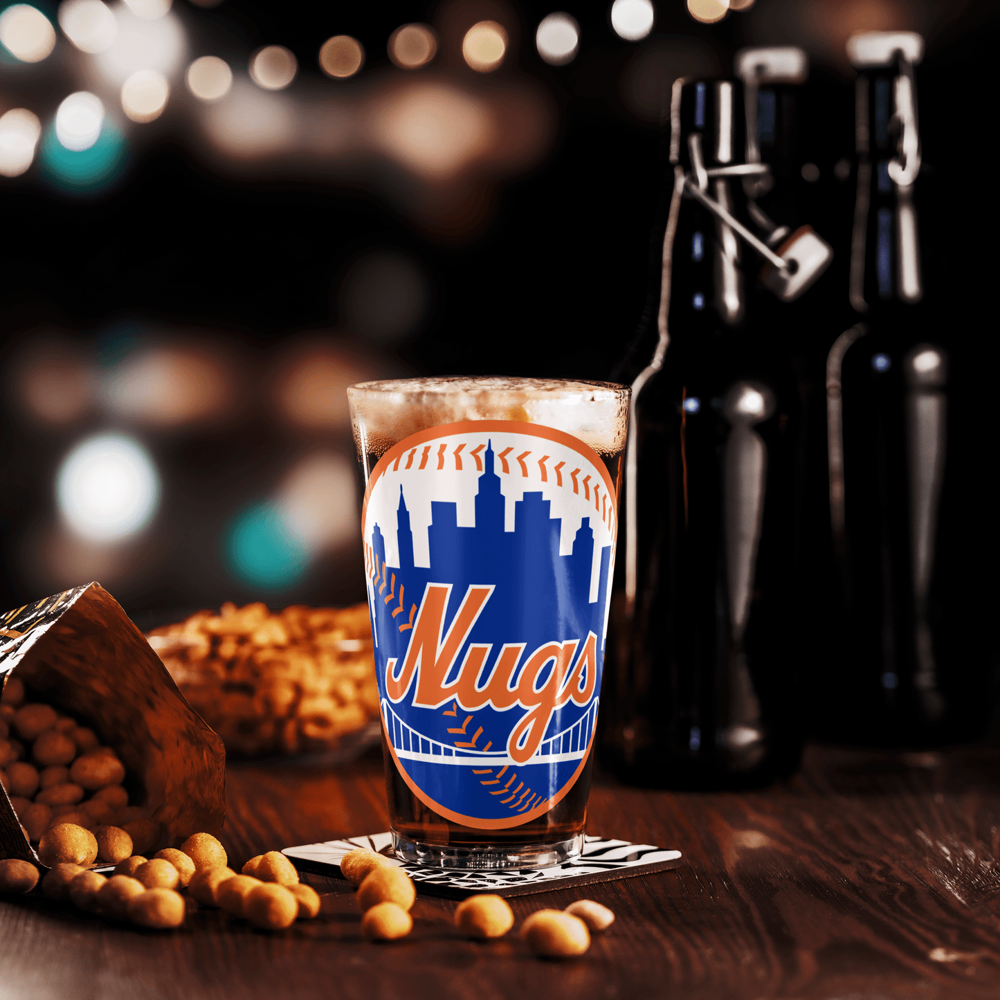 Handmade 16 oz New York Nugs Shaker Pint Glass