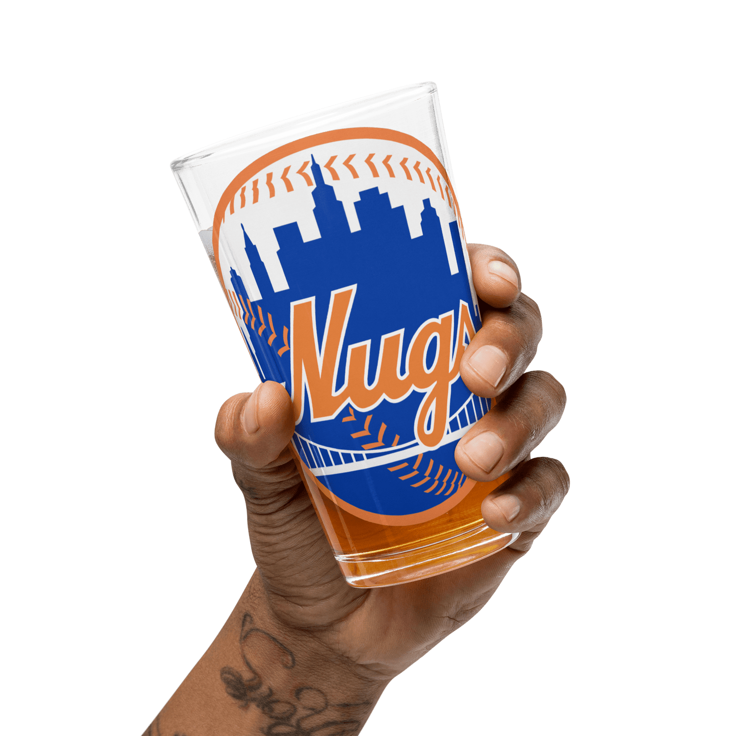 Handmade 16 oz New York Nugs Shaker Pint Glass