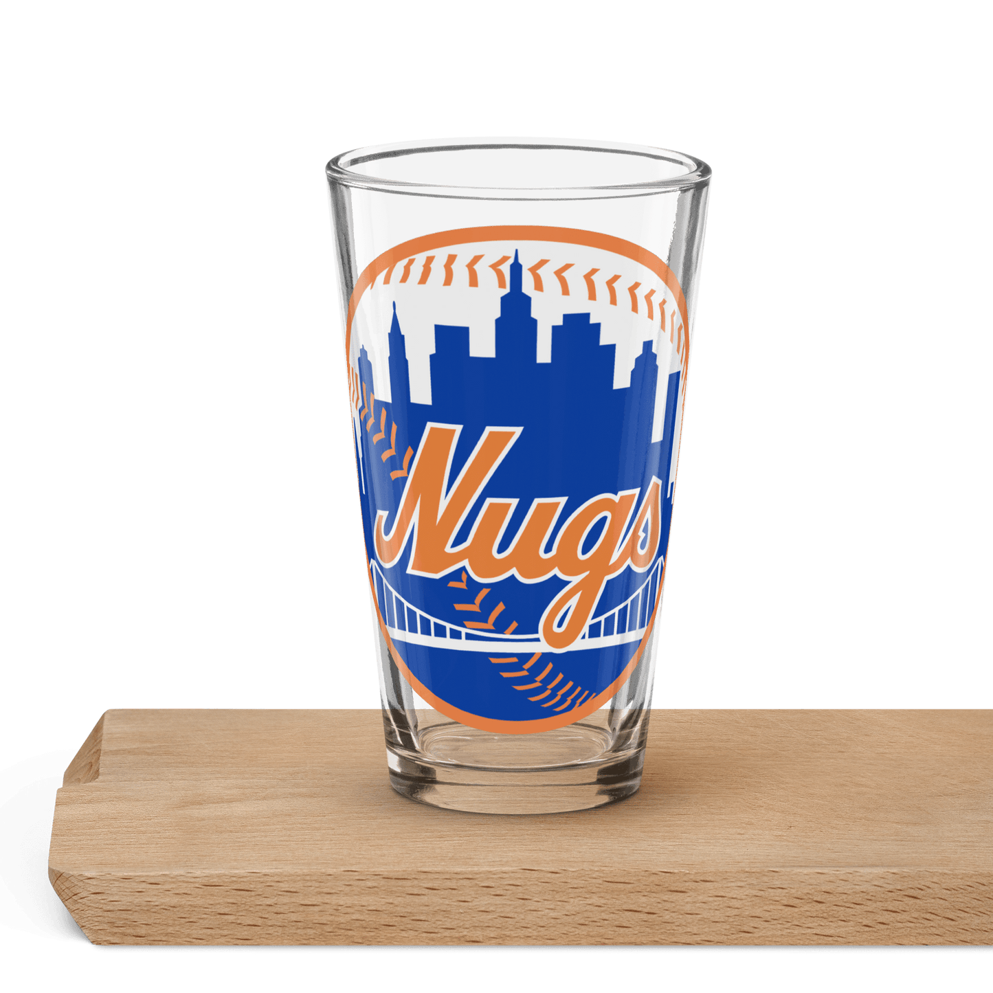 Handmade 16 oz New York Nugs Shaker Pint Glass