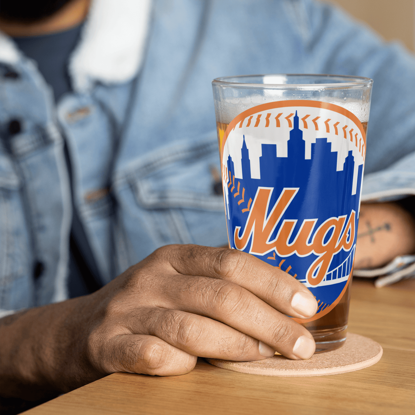 Handmade 16 oz New York Nugs Shaker Pint Glass