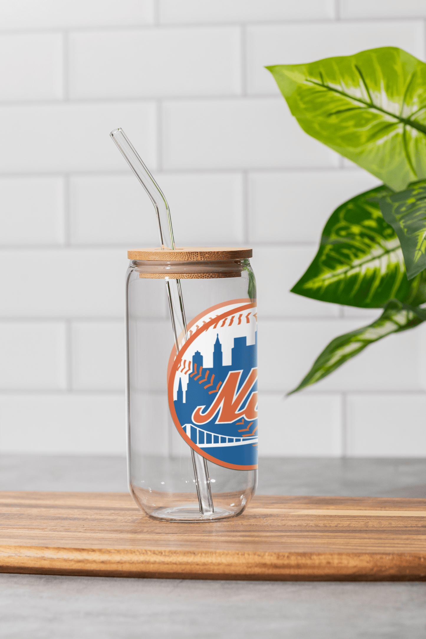New York Nugs 16 oz Can-Shaped Glass – Modern Drinkware w/ Lid & Straw Option