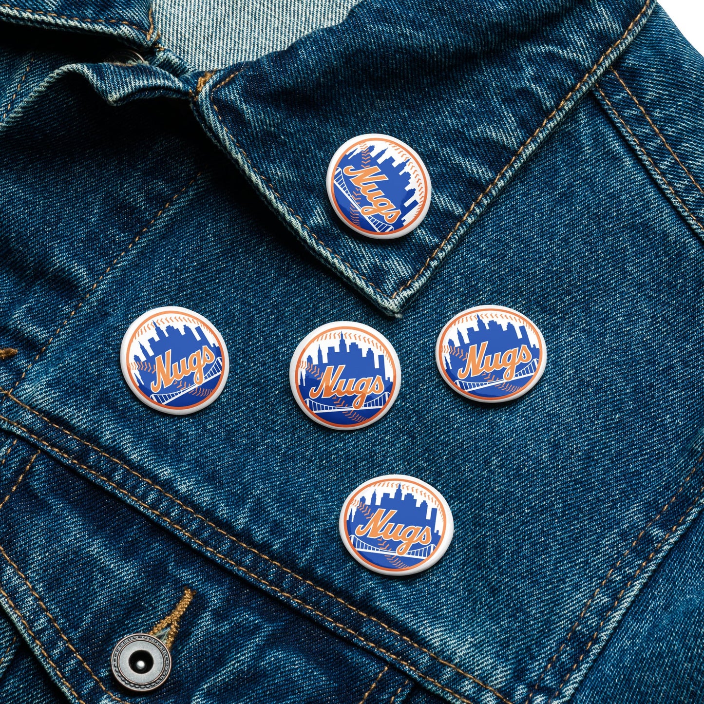 New York Nuggets 5-Pack Pin Buttons – 1.25″ Glossy Collectible Set