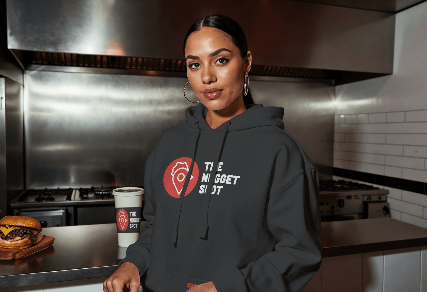 The Nugget Spot Unisex Hoodie – White Logo Edition
