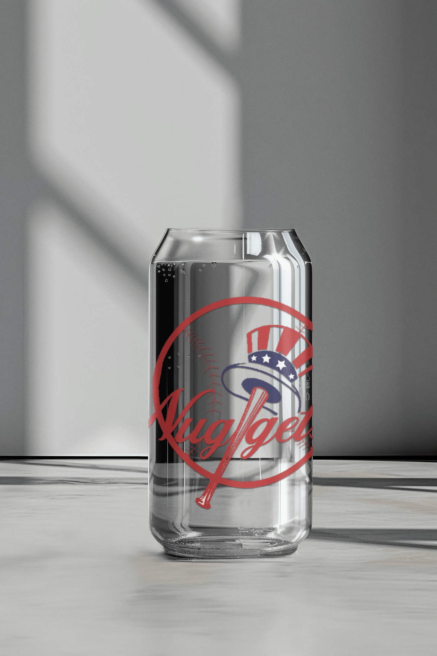 New York Nuggets clear glass placed under natural sunlight