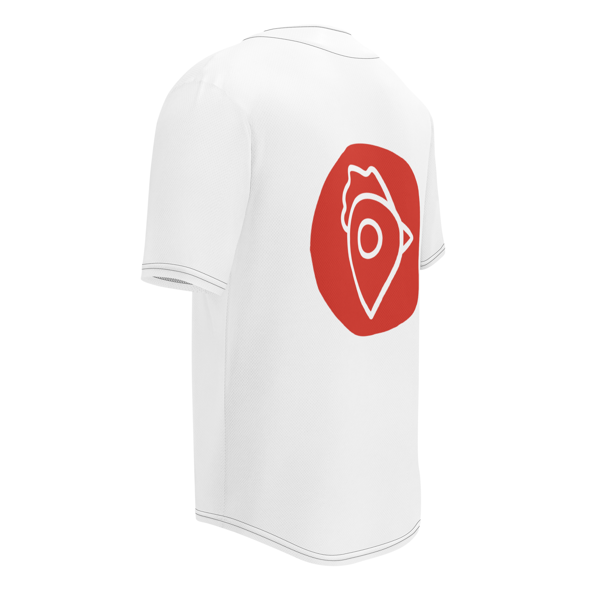 Side-back angle of The Nugget Spot Signature Baseball Jersey showing clean seams
