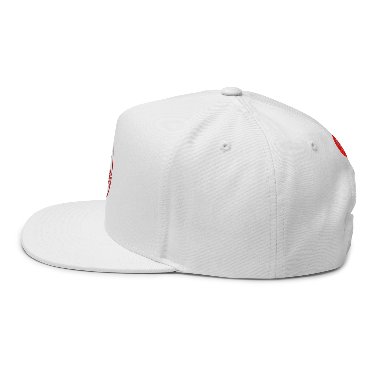 Side view of white New York Nugget snapback showing structured crown and flat bill.