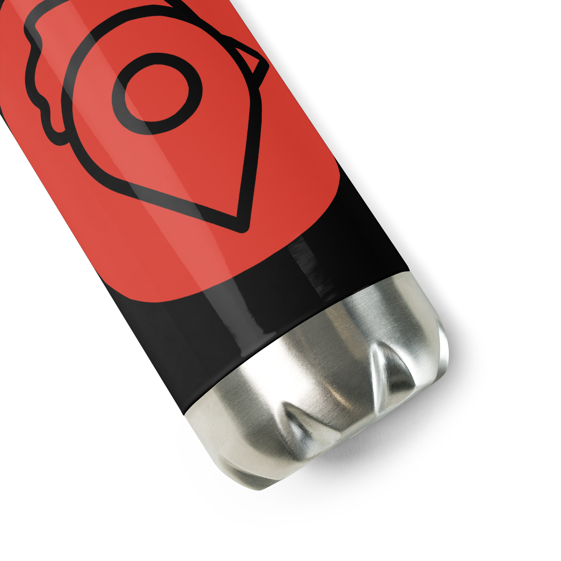 Close-up of the bottom of The Nugget Spot Signature black bottle showing metallic base and glossy finish.